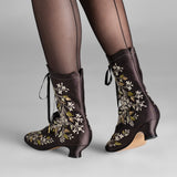 Flora Embroidered Boots (Black)